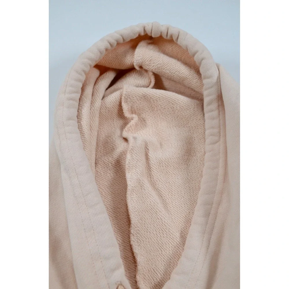 Adidas‎ Women's L Oversized Beige Cropped Hoodie Pullover Sweatshirt Logo